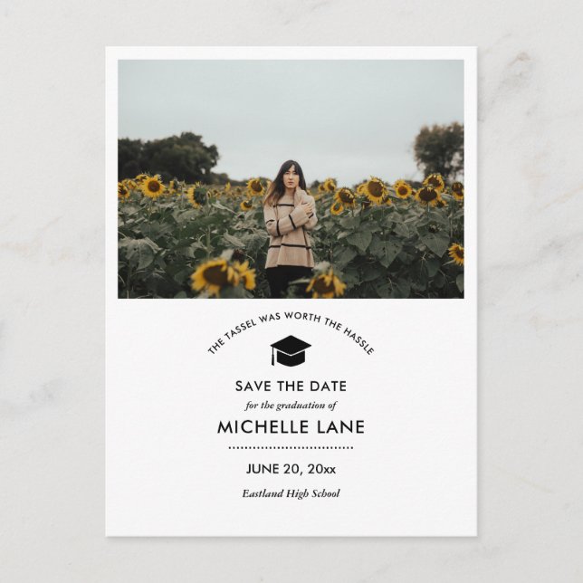 Graduation Save The Date Grad Photo Postcard (Front)