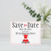 Graduation Save The Date Minimalist Red Gray Postcard (Standing Front)