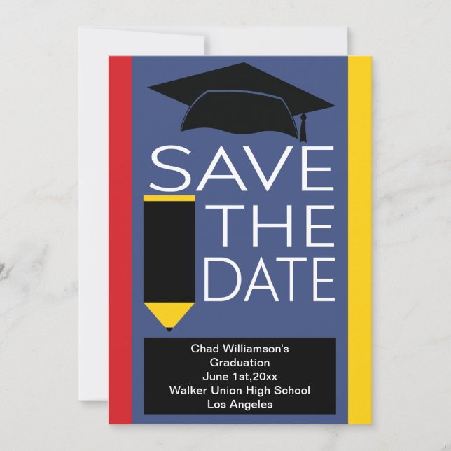 Graduation Save The Date Modern Grad Cap (Front)