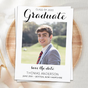 Graduation Save The Date Modern Graduate Photo Announcement Postcard