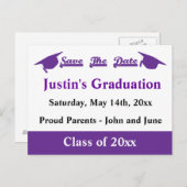 Graduation Save The Date Purple Announcement Postcard (Front/Back)