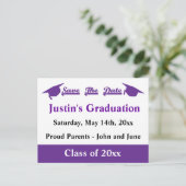 Graduation Save The Date Purple Announcement Postcard (Standing Front)