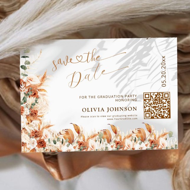 Graduation Save the Date Qr Code Elegant Photo (Creator Uploaded)
