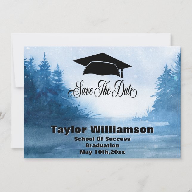 Graduation Save The Date School Rustic Trees (Front)