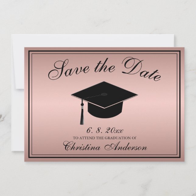 Graduation Save the Date Script Rose Gold Invitation (Front)