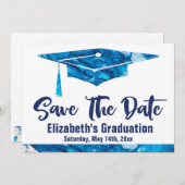 Graduation Save The Date Simple Elegant Watercolor (Front/Back)