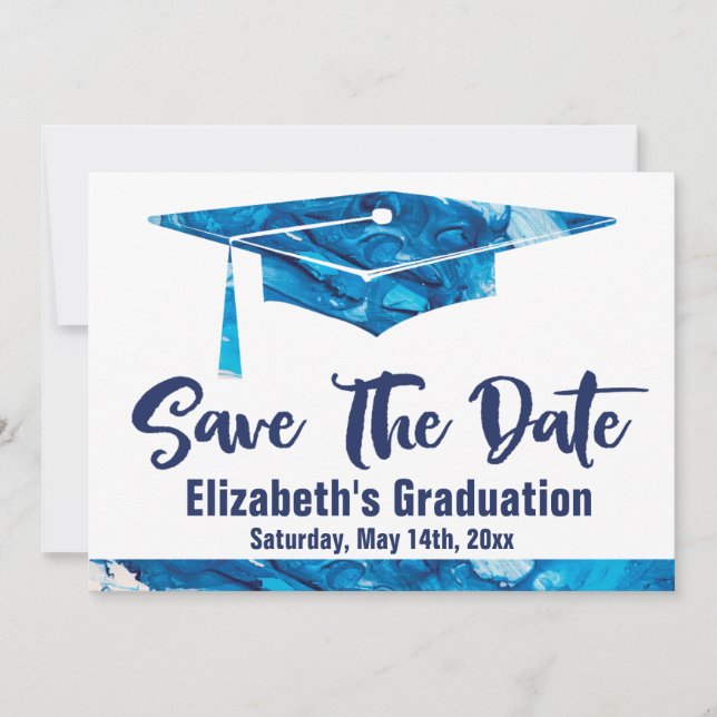 Graduation Save The Date Simple Elegant Watercolor (Front)
