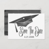 Graduation Save The Date Simple Modern Black Grad (Front/Back)