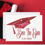 Graduation Save The Date Simple Modern Red Grad<br><div class="desc">Beautiful,  simple modern graduation save the date card to send to family and friends. Features a graduation cap with red  watercolor look. Wonderful modern and simple card for saving a date for a graduation.</div>