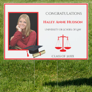 Graduation Scales of Justice School of Law Sign