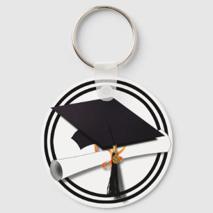 Graduation School Colors Black and White Keychain