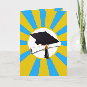 Graduation School Colors Blue And Gold Card