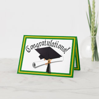 Graduation School Colors Gold & Green Card