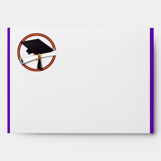 Graduation School Colors Purple and Gold Envelope (Front)