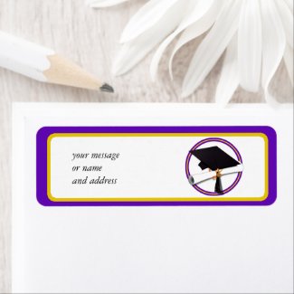 Graduation School Colors Purple and Gold Label