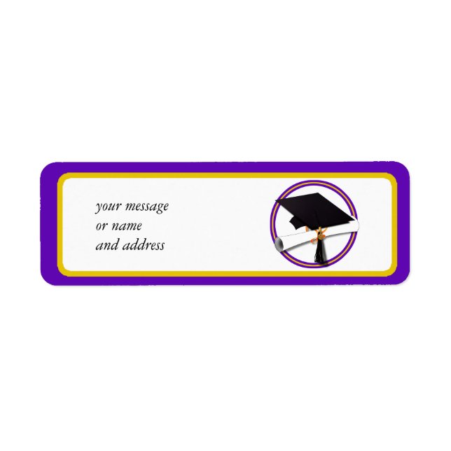 Graduation School Colors Purple and Gold Label (Front)