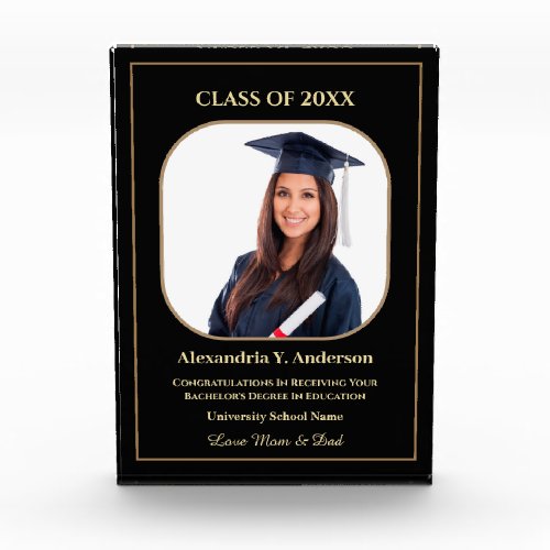 Graduation School Gold Modern Award Custom  Photo Block