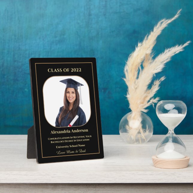Graduation School Photo Gold Modern Custom Plaque (Side)