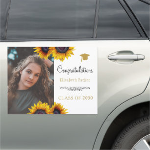 Graduation school year floral congrats grad photo  car magnet