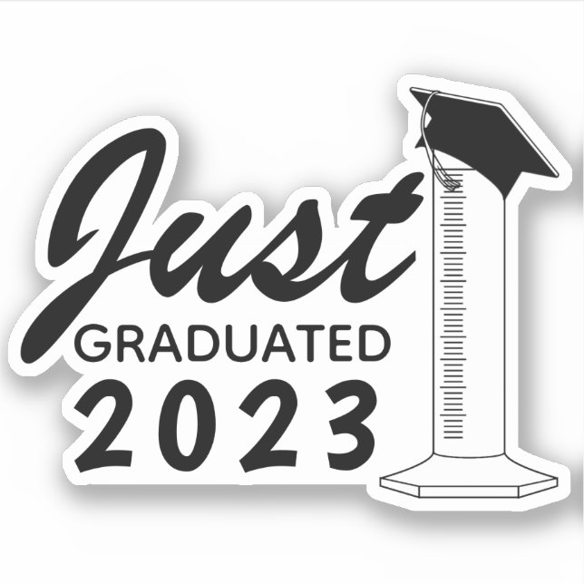 Graduation Science Graduated Cylinder Hat Year Sticker (Front)