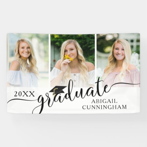 Graduation Script 3 Photo Collage Personalized Banner