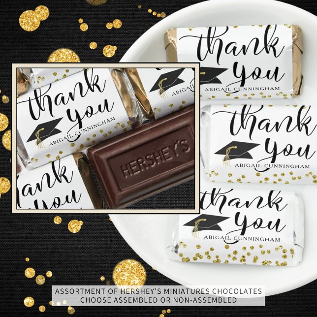 Graduation Script Black Gold Confetti Thank You Hershey's Miniatures (Creator Uploaded)