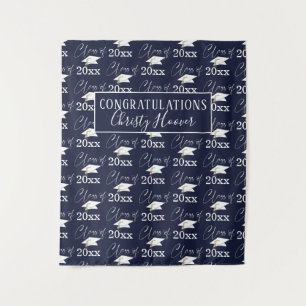 Graduation Script CLASS OF Photo Prop Navy Blue Tapestry
