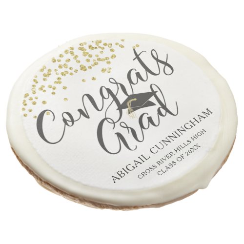 Graduation Script CONGRATS GRAD Gold Glitter Sugar Cookie