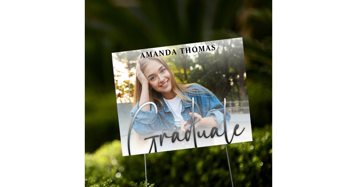 Graduation Script Custom Photo Outdoor Sign | Zazzle