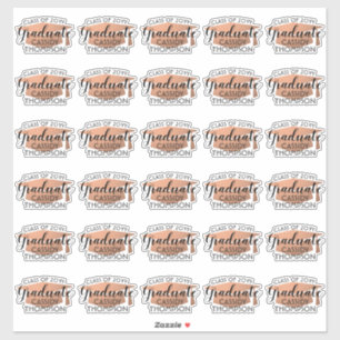 Graduation Script Modern Copper and Black Stickers