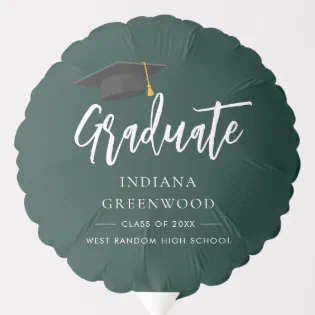 Graduation Script Modern Green Party Balloon
