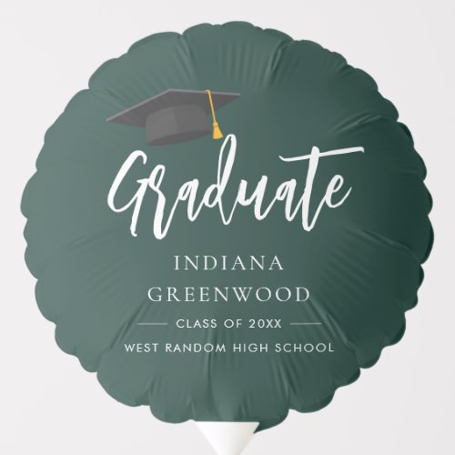 Graduation Script Modern Green Party Balloon