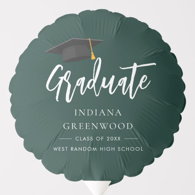 Graduation Script Modern Green Party Balloon (Front)