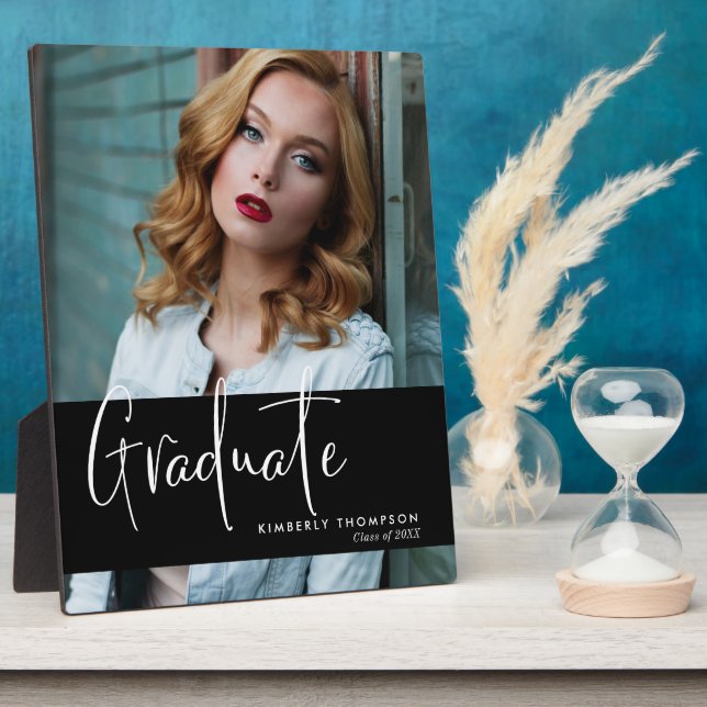 Graduation Script Modern Simple Custom Photo Plaque (Side)