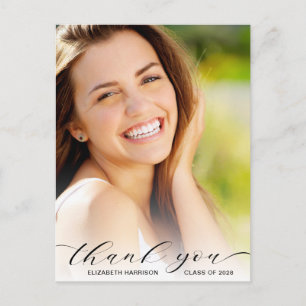 Graduation Script Photo Overlay Thank You Postcard