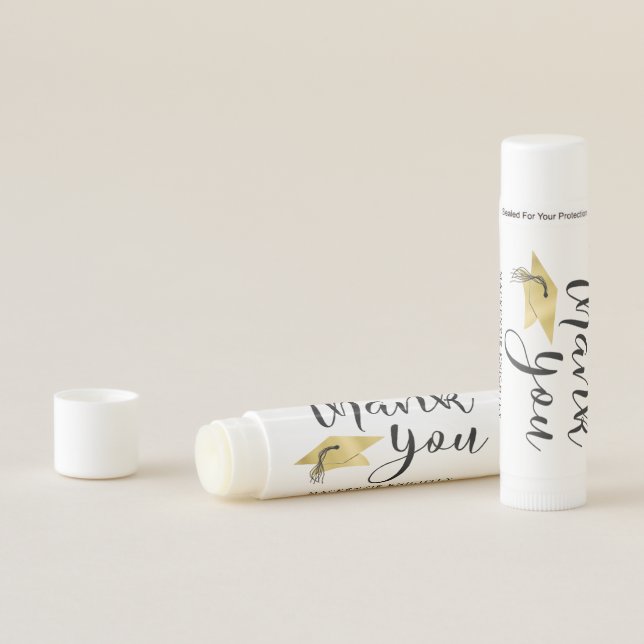 Graduation Script Thank You Black Gold Party Favor Lip Balm (In Situ)