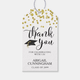 Graduation Script THANK YOU Gold Confetti  Gift Tags