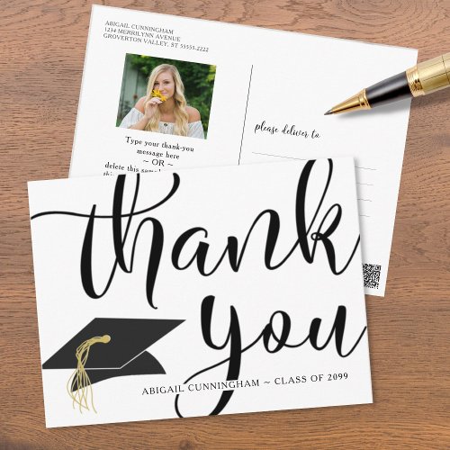 Graduation Script Thank You Photo Postcard