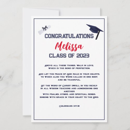 Graduation Scripture Red Greeting Card