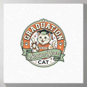 Graduation Senior Year Cat Graduation Senior Year Canvas Photo Tile