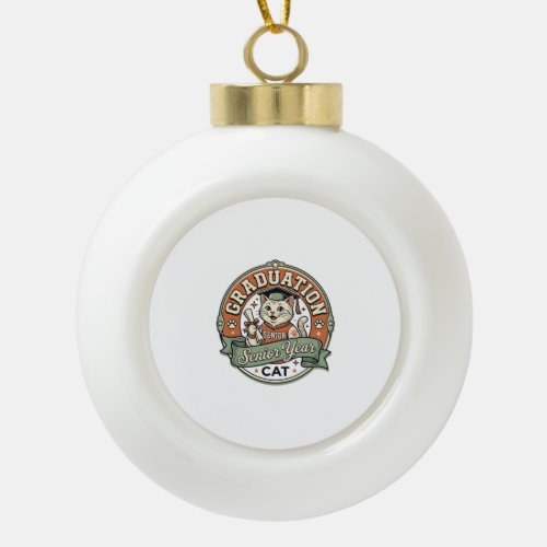 Graduation Senior Year Cat Graduation Senior Year Ceramic Ball Christmas Ornament