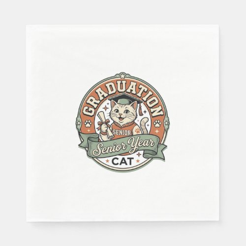 Graduation Senior Year Cat Graduation Senior Year Napkins