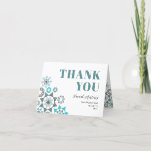 Graduation Shapes Tropicana Teal Folded Thank You Card