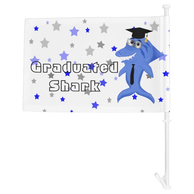 Graduation Shark party Car Flag (Back)
