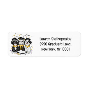Graduation Shih Tzu Dogs Label
