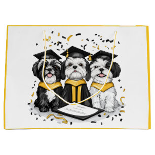 Graduation Shih Tzu Dogs Large Gift Bag
