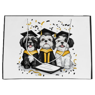Graduation Shih Tzu Dogs Large Gift Bag