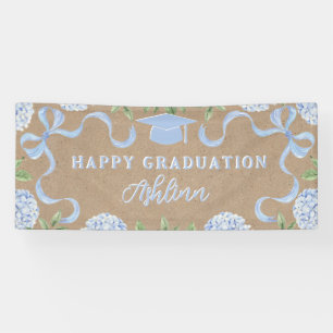 Graduation Sign Kraft Colored Blue Hydrangea Large
