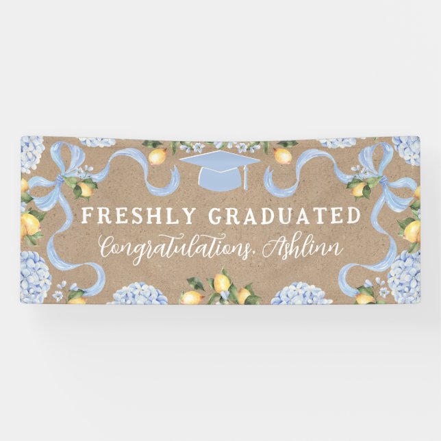 Graduation Sign Kraft Colored Freshly Graduated (Horizontal)