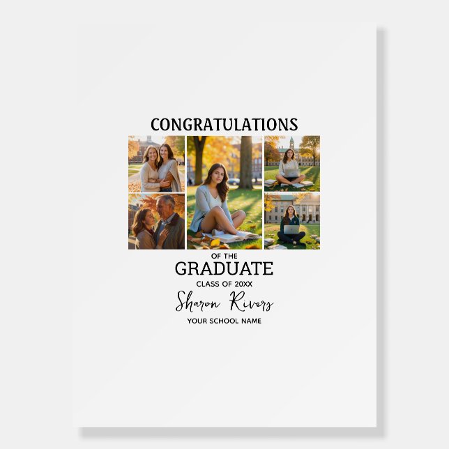Graduation Signature Message with 5 Custom Photos Foam Board (Front)